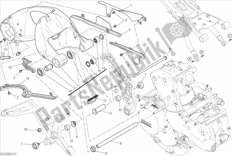 Todas as partes de Forcellone Posteriore do Ducati Monster 1200 S USA 2015